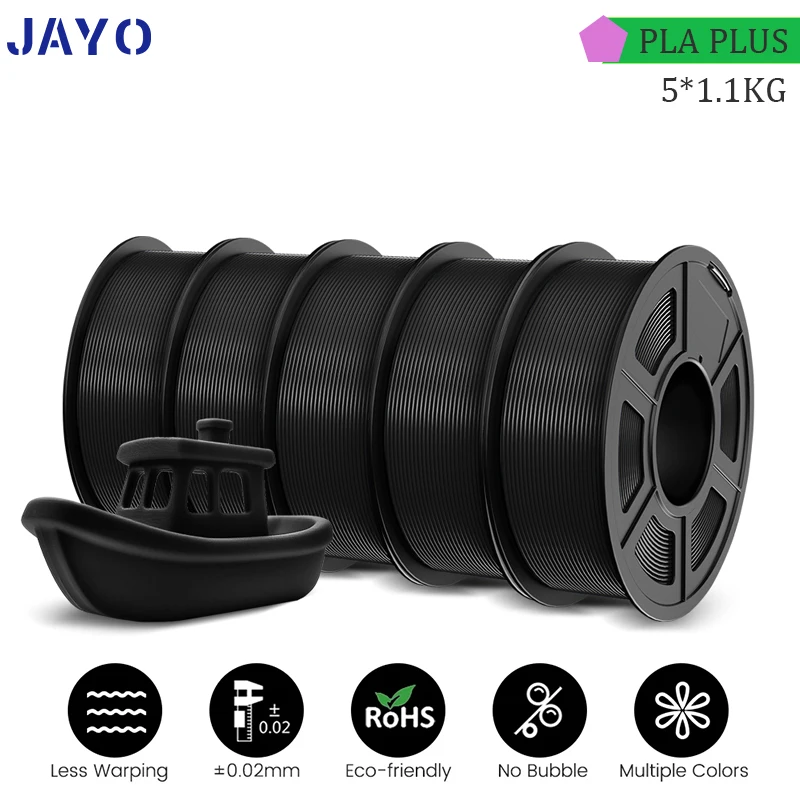 

JAYO PLA PLUS 5Rolls 5.5KG 3D Filament 1.75mm Colorful Printer Filaments For FDM 3D Printer Materials DIY Gift Good Toughness