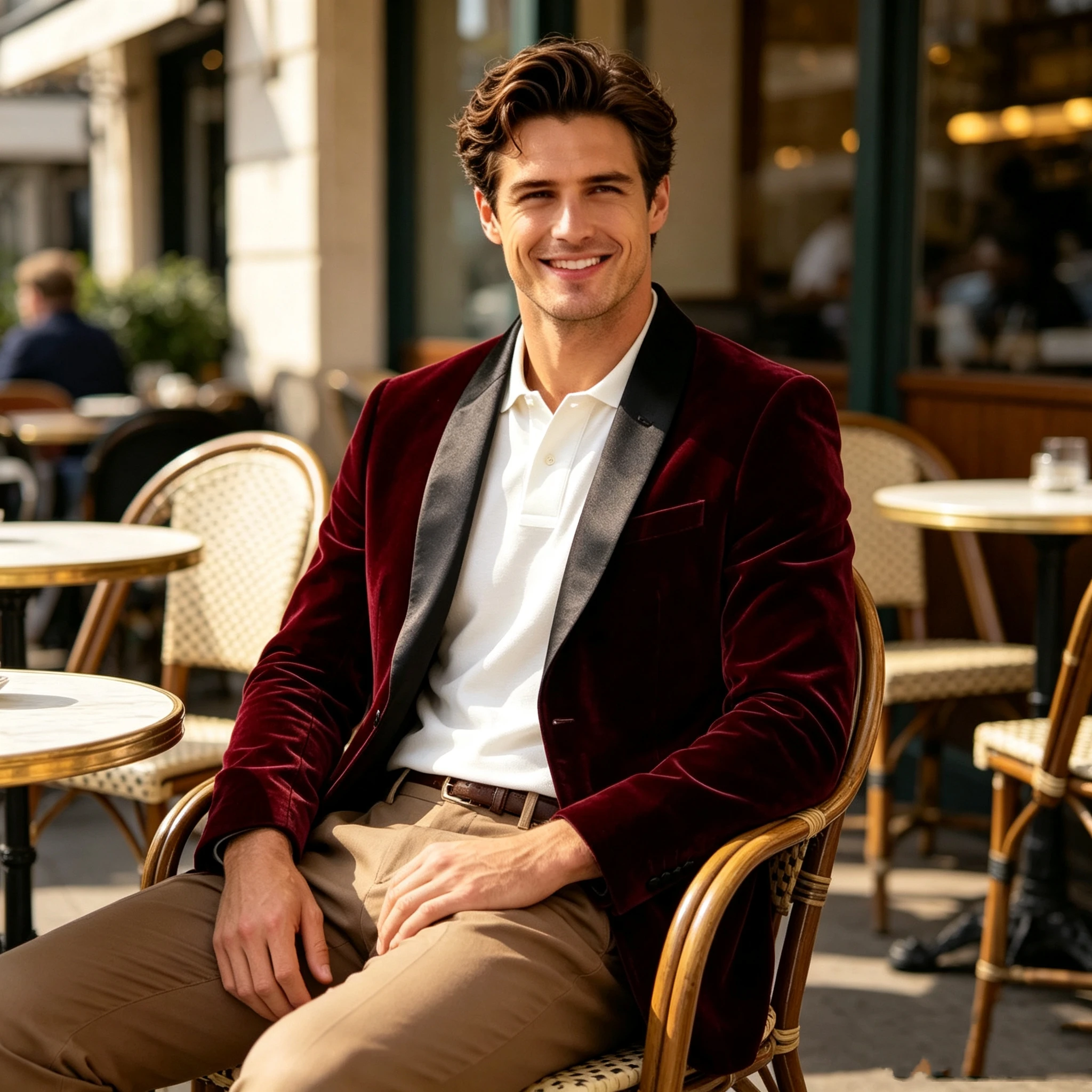 

Men's Burgundy Velvet Suit Blazer Casual Shawl Lapel Two Buttons Tuxedo Jacket for Prom Party Dinner Business Wedding