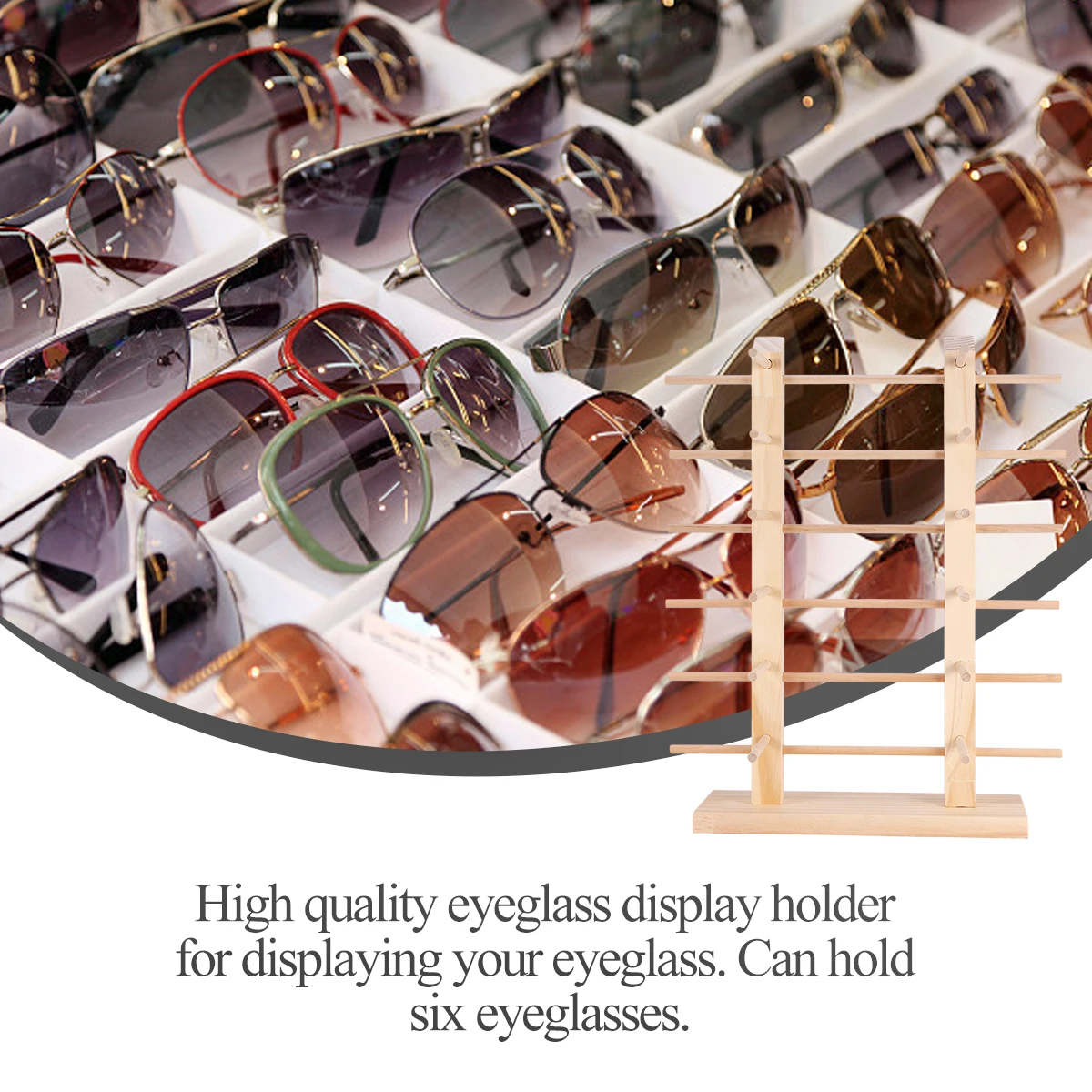 

1pc Wood Eyeglass Display Stand Holder Eyeglasses Display Stand Sunglasses Storage Rack Shelf Wooden Glasses Frame Home Decor