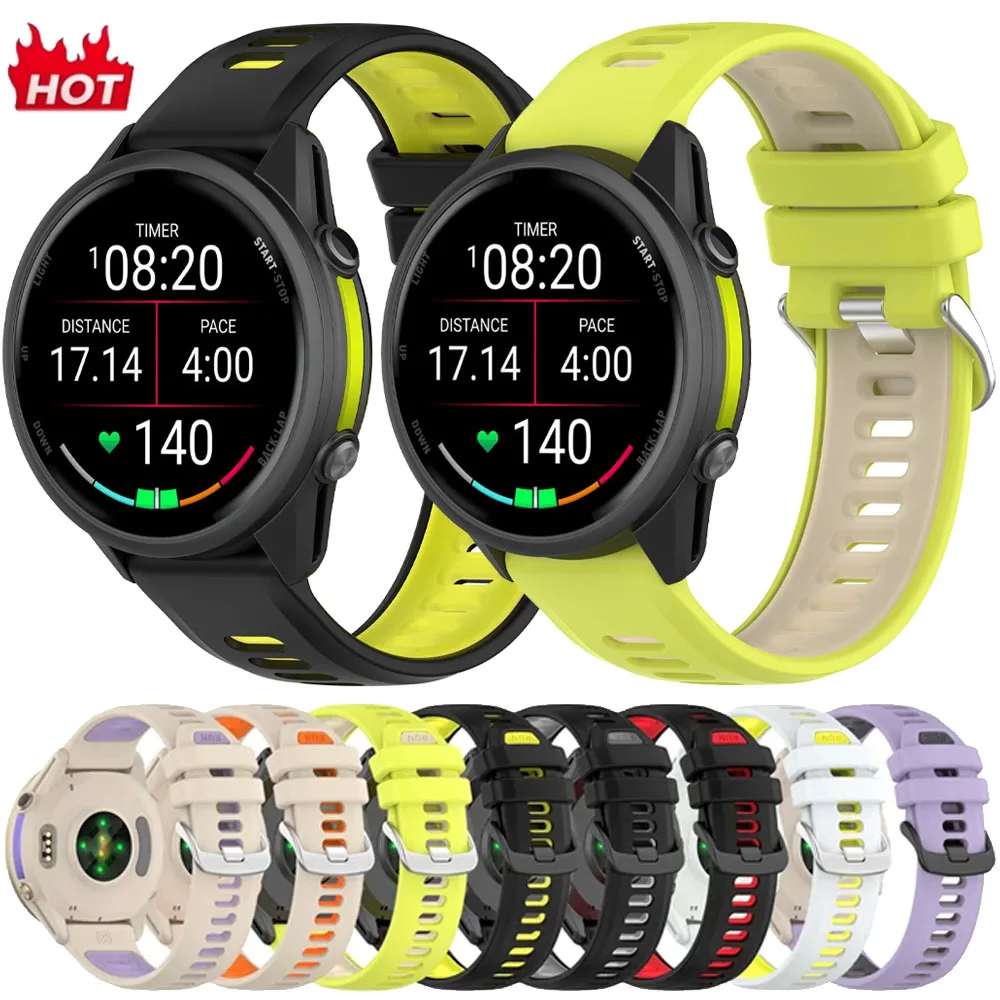 Official 1:1 970 Two Tone Silicone Watch Band For Garmin Forerunner 970 965 955 945 935 745 Sports Strap Bracelet Accessories