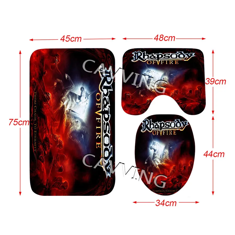 Rhapsody of Fire Band 3D Printed  Shower Curtains Waterproof Bathroom Curtain Anti-slip Bath Mat Set Toilet Rugs Carpets   F02