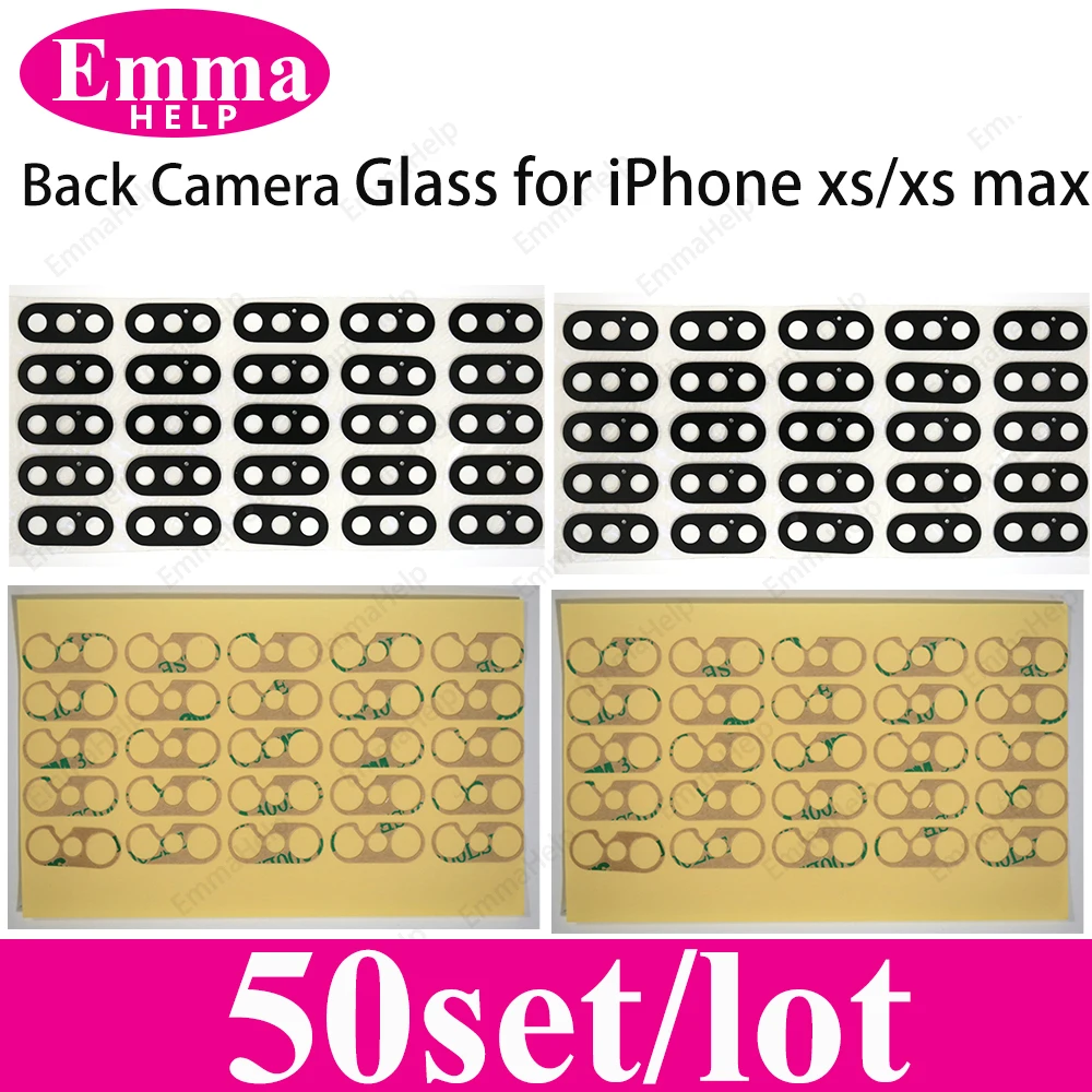 50set Back Rear Camera Glass for iPhone 12 Pro Max 1113 14 6 7 8 Plus X XSMax XR Back Camera lens Cover Replacement Wholesale