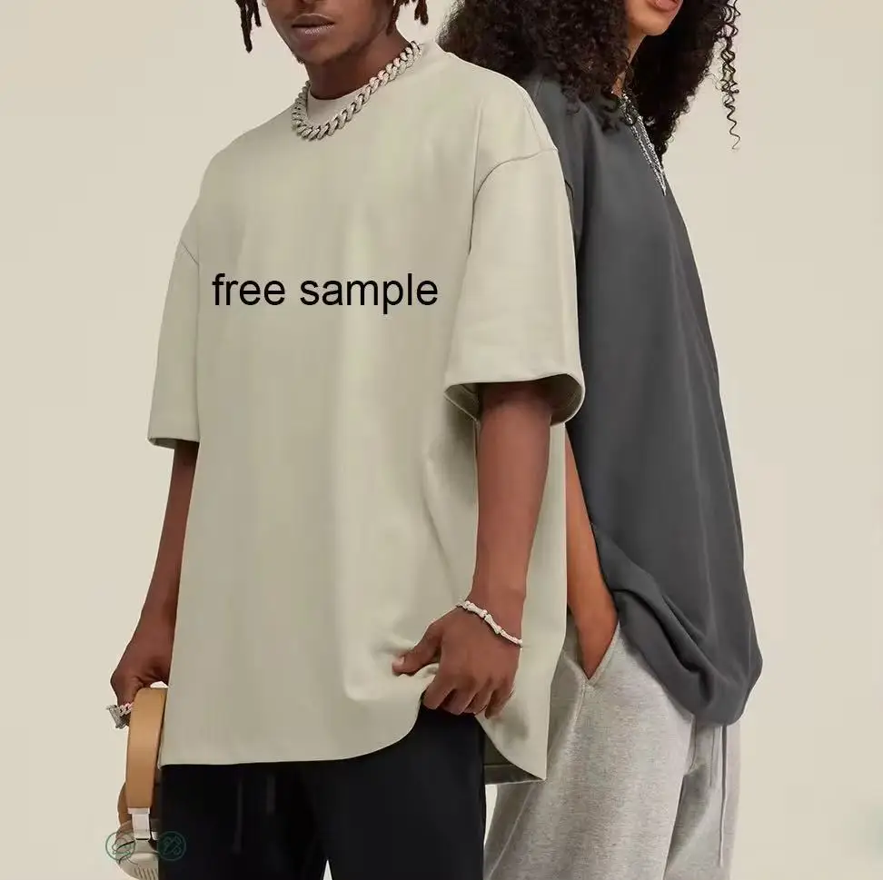 High-end 260g pure cotton short-sleeved custom logo solid-color round-neck T-shirt, loose large size, breathable T-shirt, custom