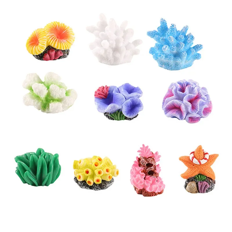 Cute Micro Landscape Colorful Artificial Coral Resin Ornaments for Fish Tank Aquarium Accessories Decorations Home Decor