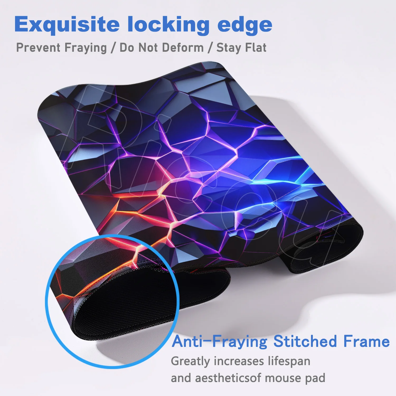 Alfombrilla de ratón para teclado de juegos con Base antideslizante de goma de 60x35cm, alfombrilla de mesa HD geométrica 3D, alfombra grande para ordenador y oficina, lavable, no se decolora