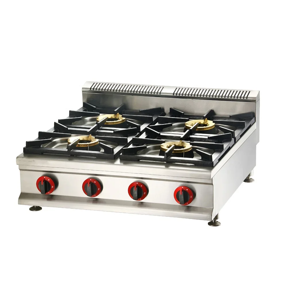 Commercial Counter Top Gas Cooktop Stove with 4 Burners Electric Hot Plates Metal Grills-Available for Wholesale