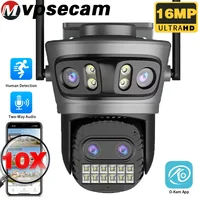 Cámara WiFi para exteriores de 16MP, 8K, Zoom óptico de cabeza 10X, cinturón de seguridad impermeable para exteriores, visión nocturna, cámara de seguimiento de reconocimiento AI