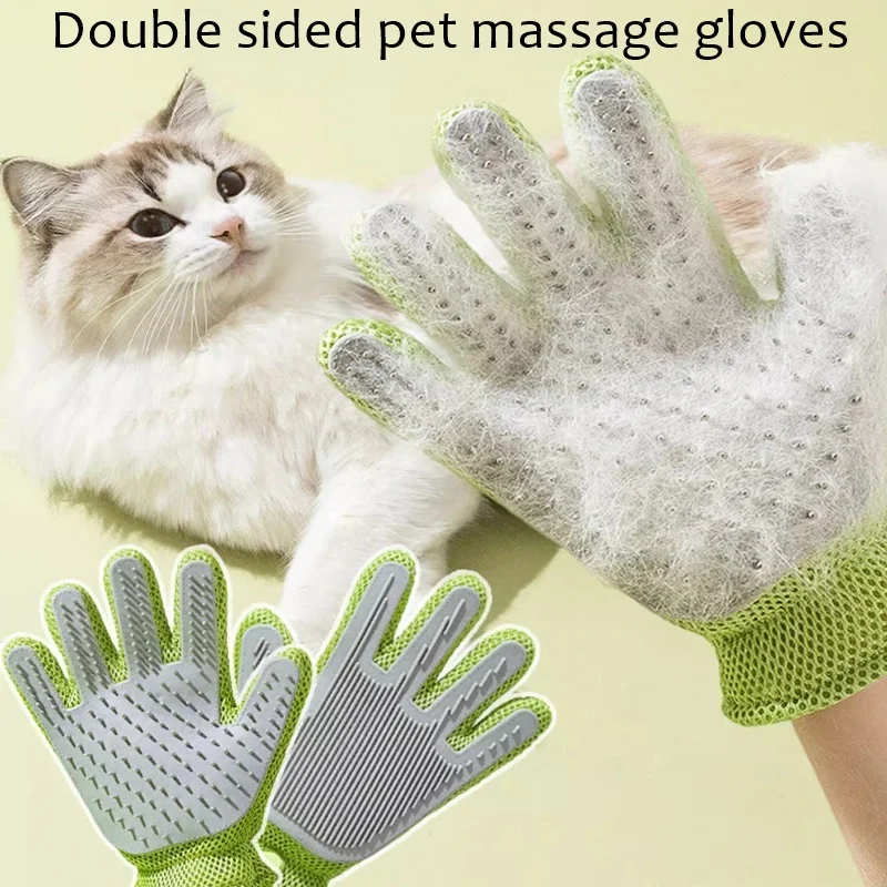 Pet Grooming Two-sided Gloves Cat Cleaning Bathing Massage Gloves Silicone Dog Hair Removal Adhesive Brush Comb