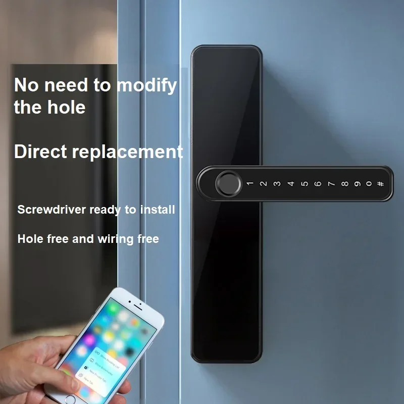 Cerradura de puerta biométrica con huella dactilar, cerradura electrónica inteligente con contraseña para puerta de madera interior, aplicación remota, desbloqueo, cerraduras antirrobo