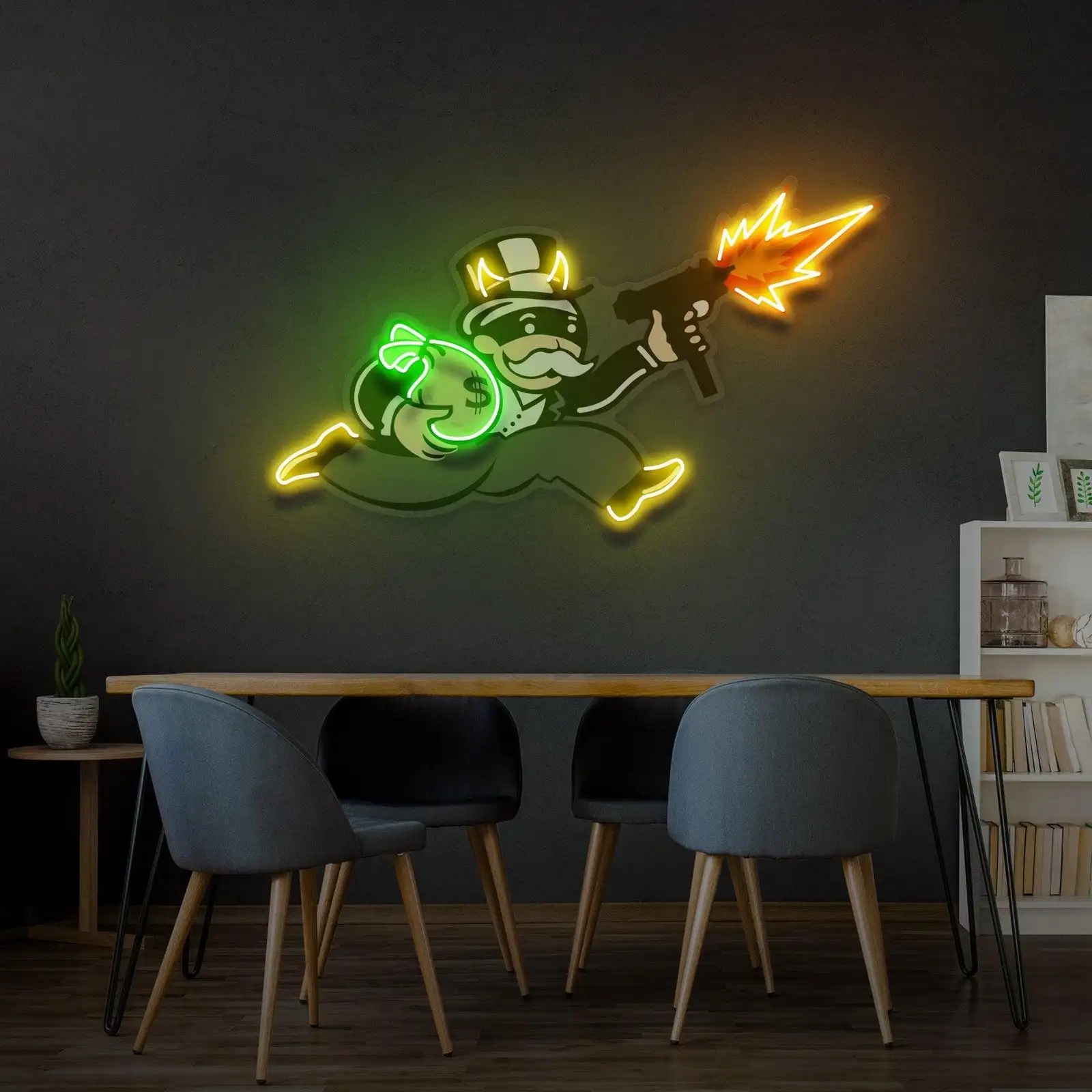 Dolloar-cartel de neón personalizado para decoración de pared, cartel de acrílico con impresión UV, Led, para dormitorio y habitación, hecho a mano