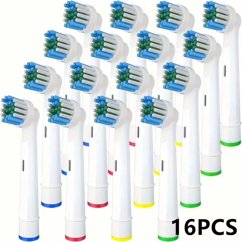 4/8/16pcs Toothbrush Heads Compatible with Oral-B Electric Toothbrush, Precision Clean, Multi-Color Identifier Rings