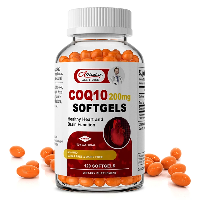 

Мягкие капсулы Alliwise CoQ10, 200 мг, коэнзимные добавки Q10 с улучшенной абсорбцией — антиоксидантная добавка для сосудов