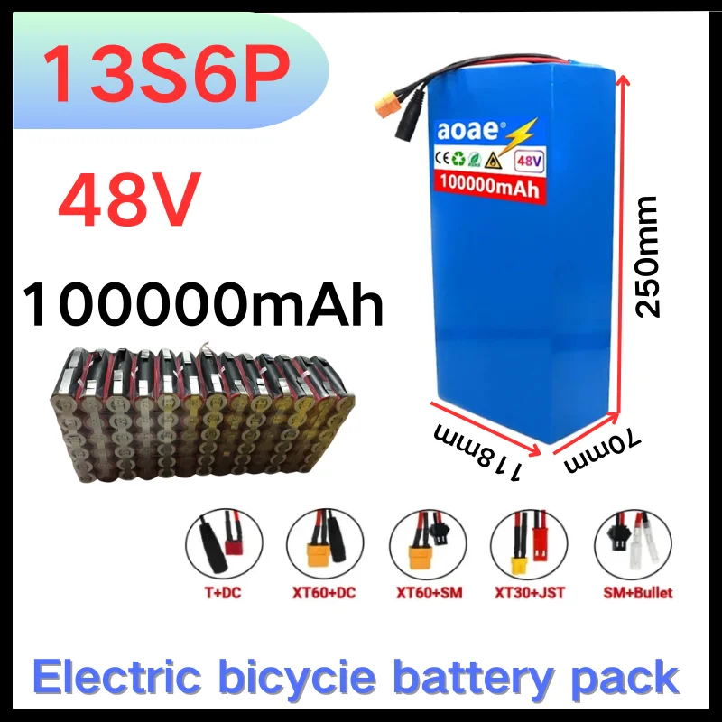100%New Original 48V 100Ah 13s6p Lithium Battery Pack 48v 100000mAh 2000W Citycoco Motorized Scooter Batteries Built in 50A BMS