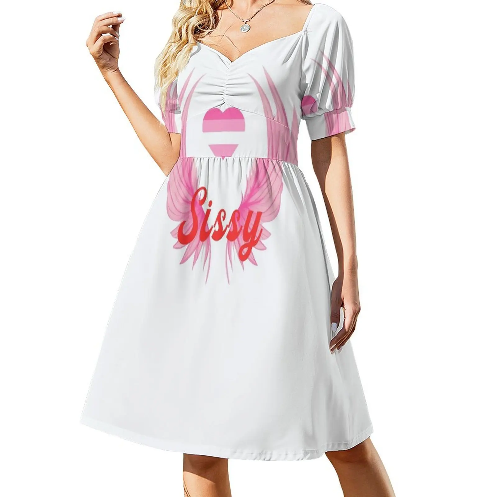 

Sissy Angel Wings Transgender Heart Flag Short-Sleeved Dress Dress vintage party dresses woman