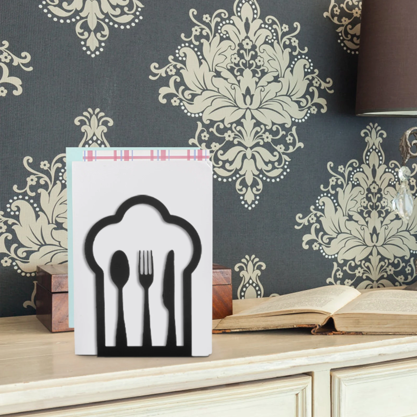 

2pcs Metal Ends Iron Strong Hold Desktop Organizer For Office Study Living Room File Organizer Multi-Function Ends