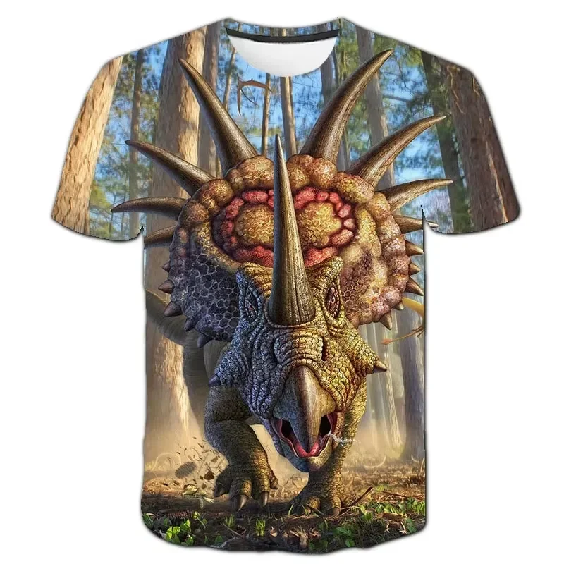 Dinosaur Elephant Graphic T Shirt Men 3D Printed Fun Animals Round Neck Loose Short Sleeve Tops Summer Fashion Tees For Male