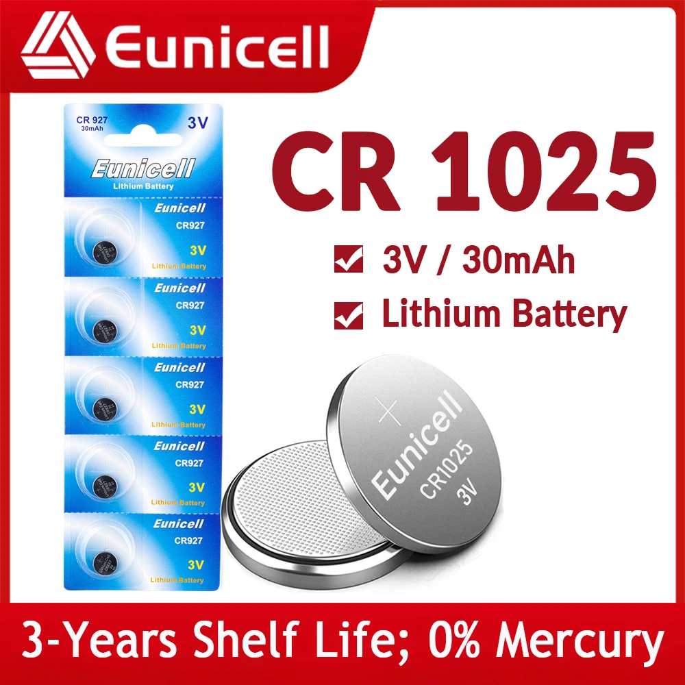 Eunicell CR 1025 DL1025 BR1025 5022LC KCL1025 CR1025 3V 30mAh Lithium Battery Remote Control Clock Watch Coin Cell Batteries