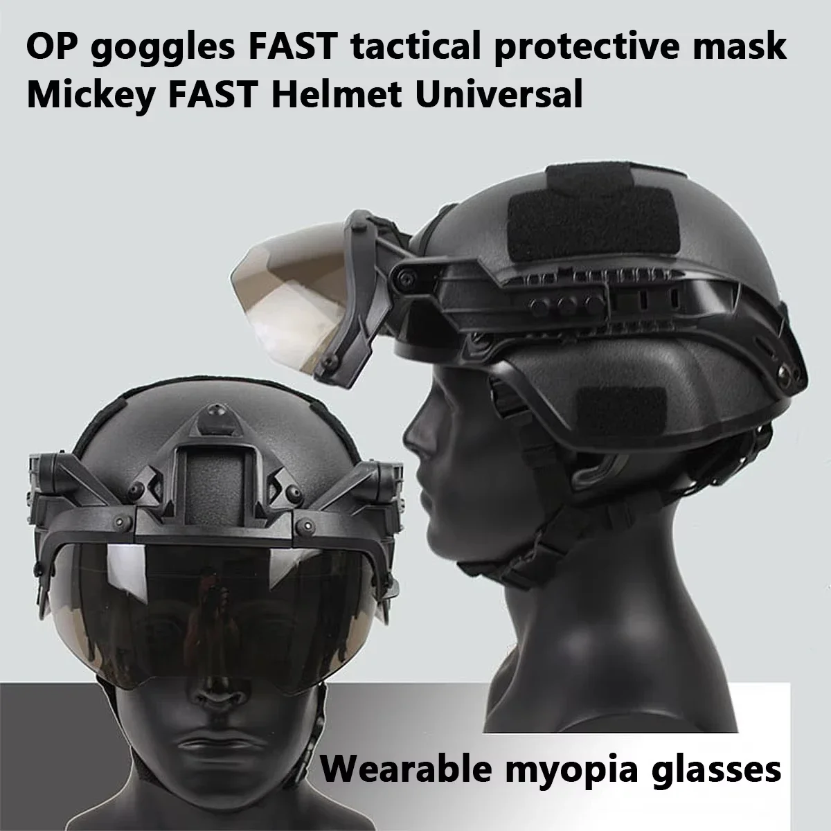FAST Guide Tactical Helmet Goggles 90 degree Detachable FAST AF Helmet Guide Anti fog and Anti riot OP CS Protective Goggles