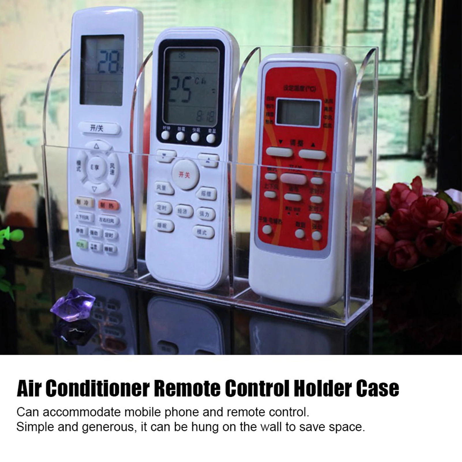 Acrylic Air Conditioner Remote Control Holder Case Storage Box Wall Mount Remote Control Holder Remote Control Mount Storage Box