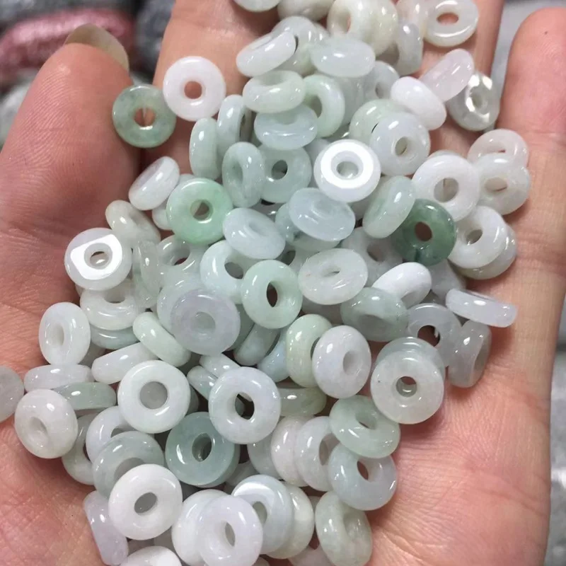 

Jadeite Small Circle Loose Beads Large Hole Jade Beads DIY Accessories 50 A Pack