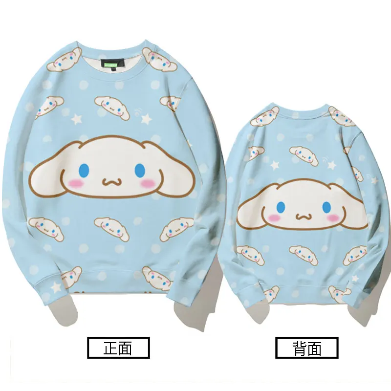 2024 New Sanrio Crewneck Hoodie Female Laurel Dog Kuro Mi Melody Hello Cat Co-branded Clothes Girl