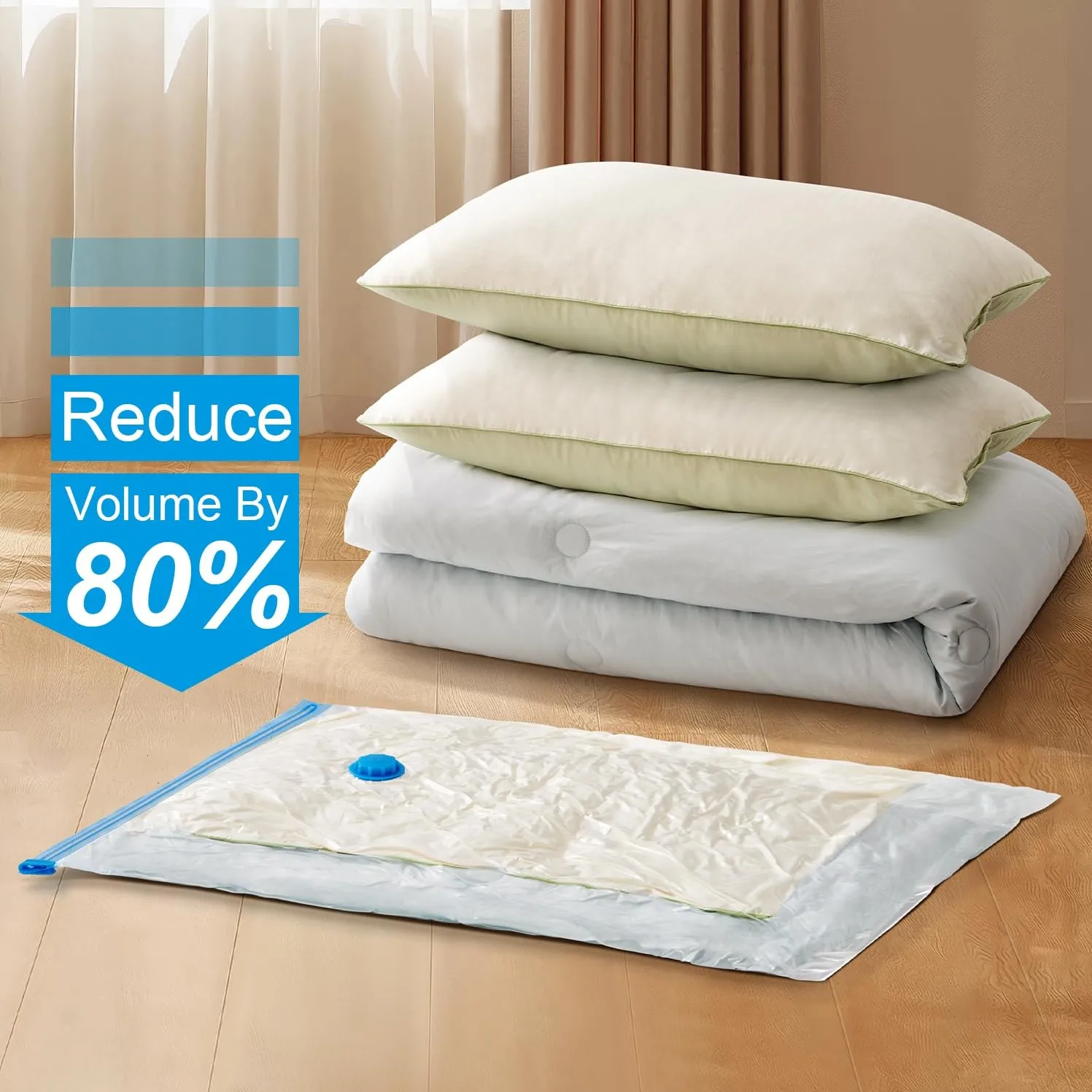 Jumbo Vacuum Storage Bags Space Saver Compression for Comforters and Blankets, Sealer Clothes