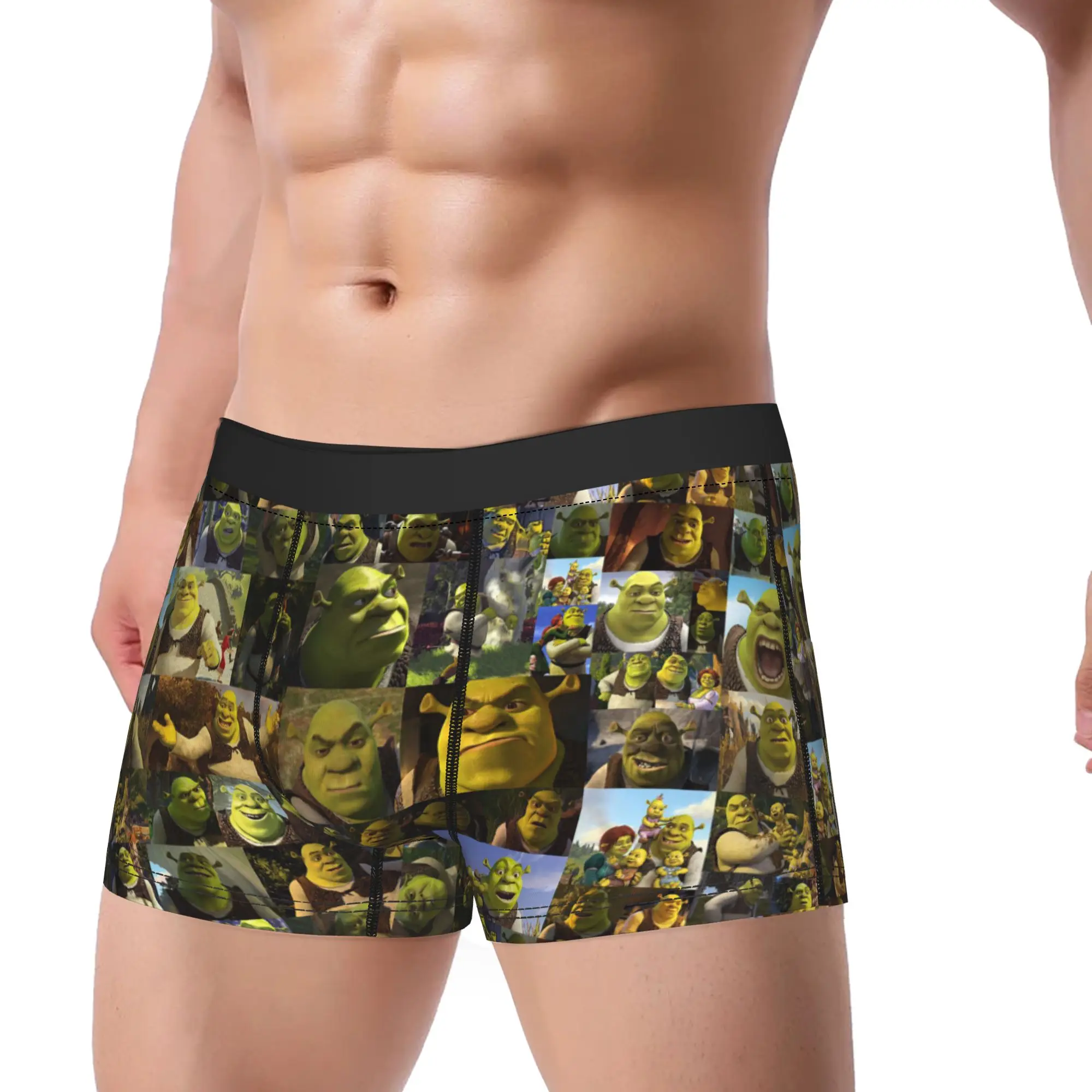 Men Shreks Meme Underwear Anime Funny Face Novelty Boxer Briefs Shorts Panties Male Soft Underpants S-XXL