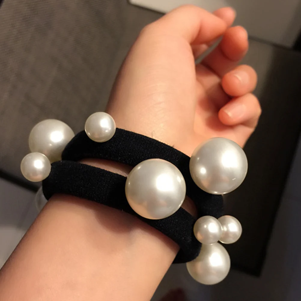 

10pcs Pearl Ring Set Premium Durable Hair Accessories Bright Color Chic Hair Rope For Women Girls Daily Wear Gift