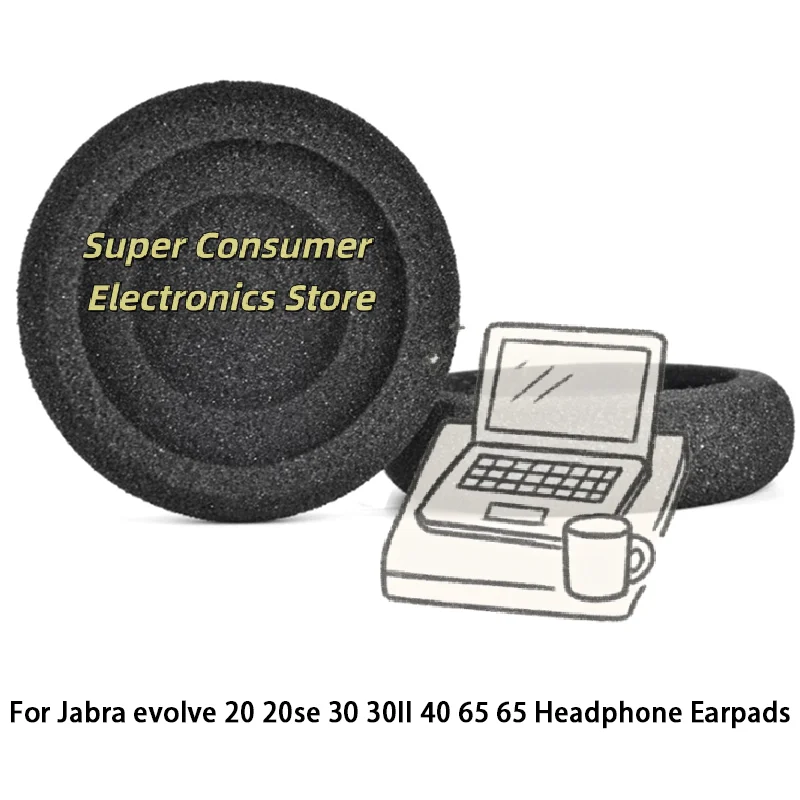 Coussinets d'oreille de remplacement en mousse à mémoire de forme pour casques Jabra Evolve 20, 20se, 30, 30 II, 40, 65 – Confort respirant