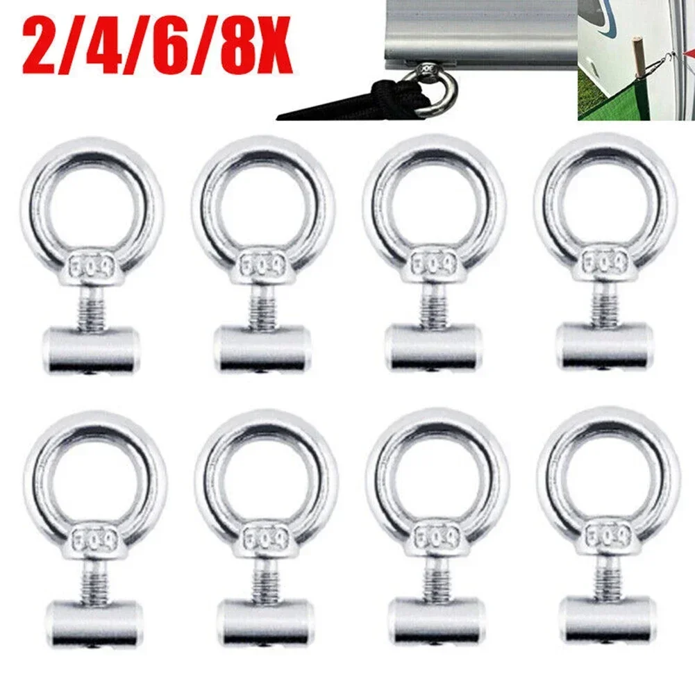 2-8x Awning Rail Stoppers Stainless Steel Outdoor Slide Rail Track Cable Slinger Screw Slide Ring Screw RV Tent Camping Shade