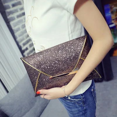 Women Bag Clutch Glitter Sequins Evening Party Handbag Portable Black Gold Silver Pink Wedding Clutch Purse Envelope Clutch