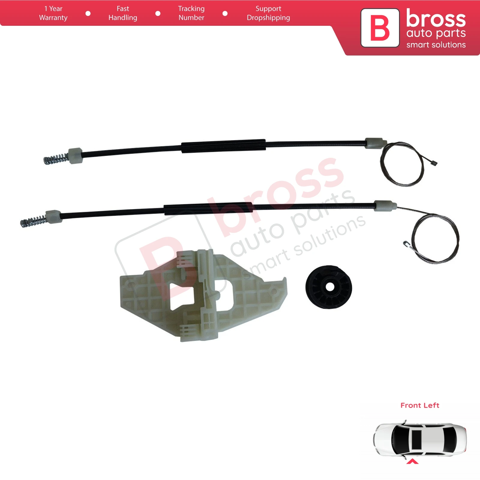 

Bross BWR5277 Power Window Regulator Repair Set Front Left Door 9674412480, 9674413480 for Citroen C-Elysee Peugeot 301