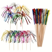 50pcs Assorted Paper Tassel Firework Skewers, Multicolor Tabletop Decorations, for Hawaiian Festivals, Birthday Parties