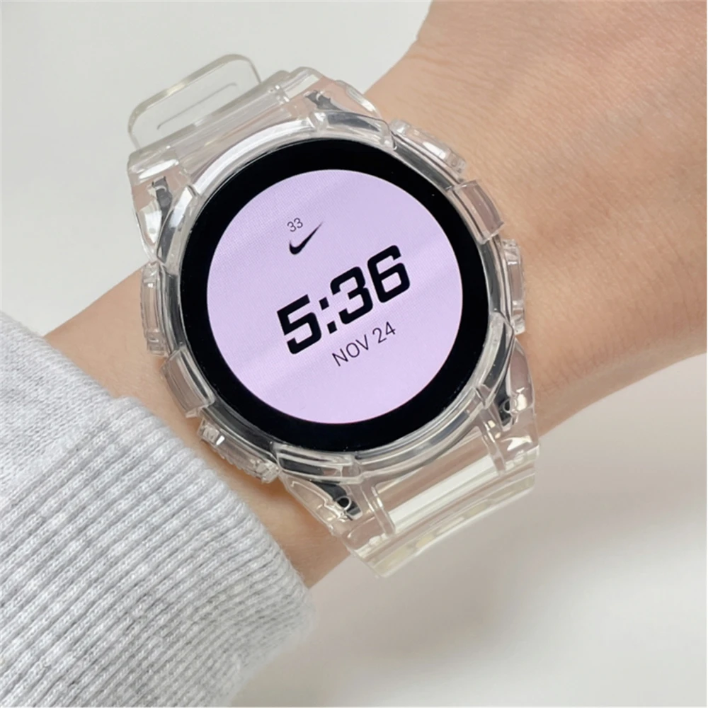 Correa transparente y funda para Samsung Galaxy Watch 5, 4, 40mm, 44mm, banda deportiva de silicona, pulsera suave transparente, accesorios de reloj