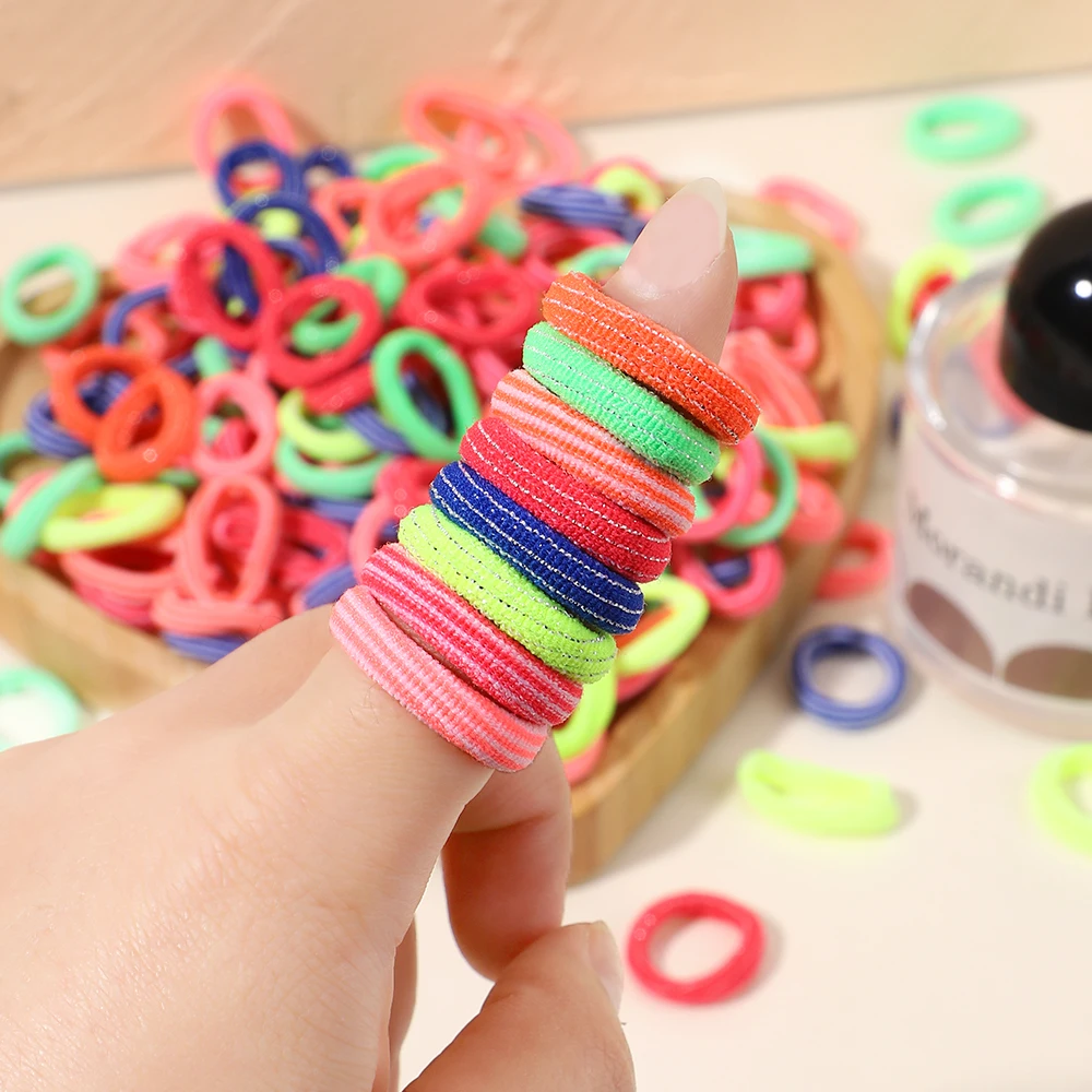 Cinta elástica pequeña para el pelo para niña y niño, diadema colorida con Coleta, accesorios para el cabello, 20/50 piezas