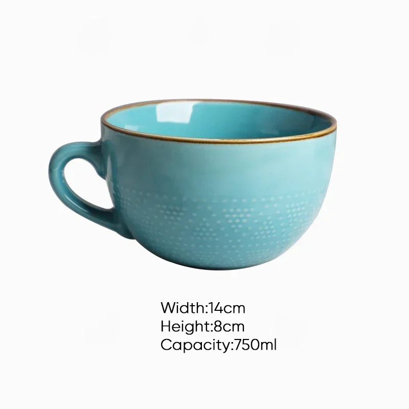 1pcs High-capacity Ceramic Breakfast Bowl Office Water Pottery Cup Porcelain Coffee Mug Afternoon Tea Cups Milk Bowls Wholesale