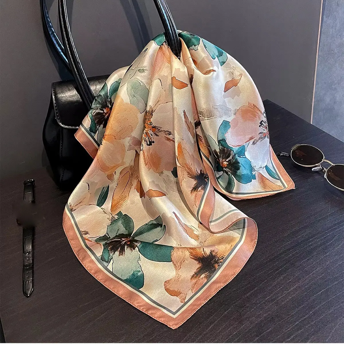 

Hot Sale 2025 Brand 100% Silk Scarf Women Neck Hair Foulard Square Hijab Print Scarves Wrap Kerchief Mulberry Headband Shawls