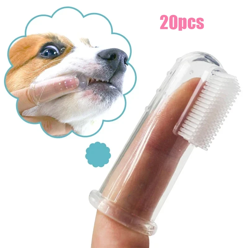 

20pcs Super Soft Pet Finger Toothbrush Teddy Dog Brush Bad Breath Tartar Teeth Care Tool Dog Cat Cleaning Silicagel Pet Supplies