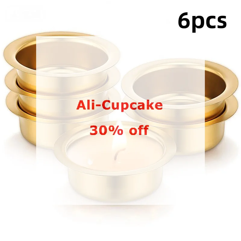6Pcs Stainless Steel Tealight Candle Holder Empty Scented Candle Cups Candlestick Wax Cups Table Centerpiece Decorations