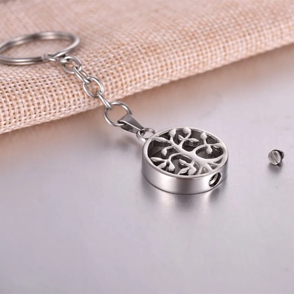 شجرة الحياة الفولاذ المقاوم للصدأ تذكارية تذكار سلسلة المفاتيح ل رماد الحرق خاتم رئيسية يمكن تخصيصها #5