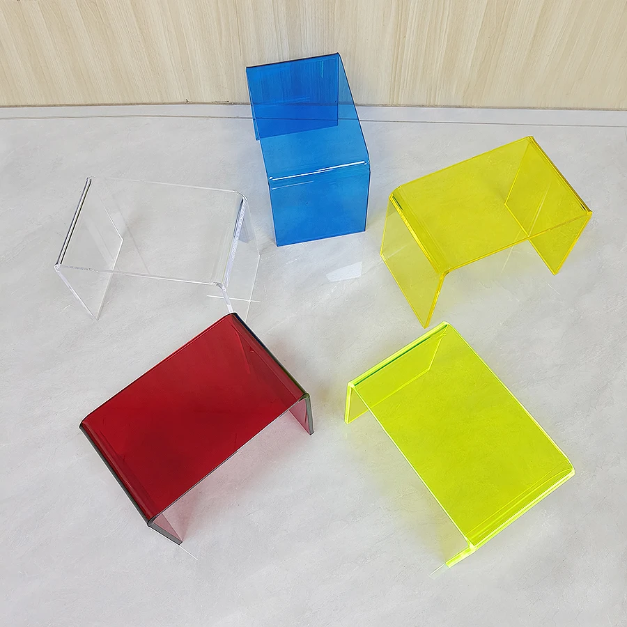 أثاث منزلي حديث وبسيط على شكل حرف U من الأكريليك الشفاف ومسند للقدمين مقعد أحذية منخفض #1