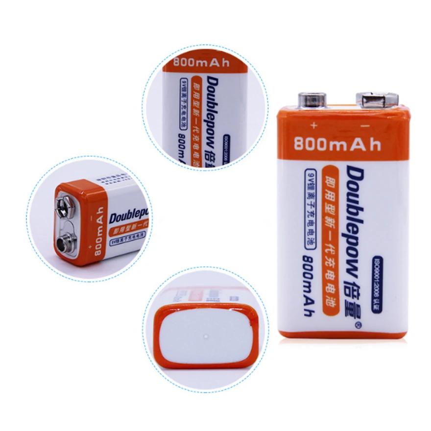 1 pçs/lote 9v bateria recarregável 800mAh 9V bateria de lítio adequada para multímetro instrumento microfone bateria