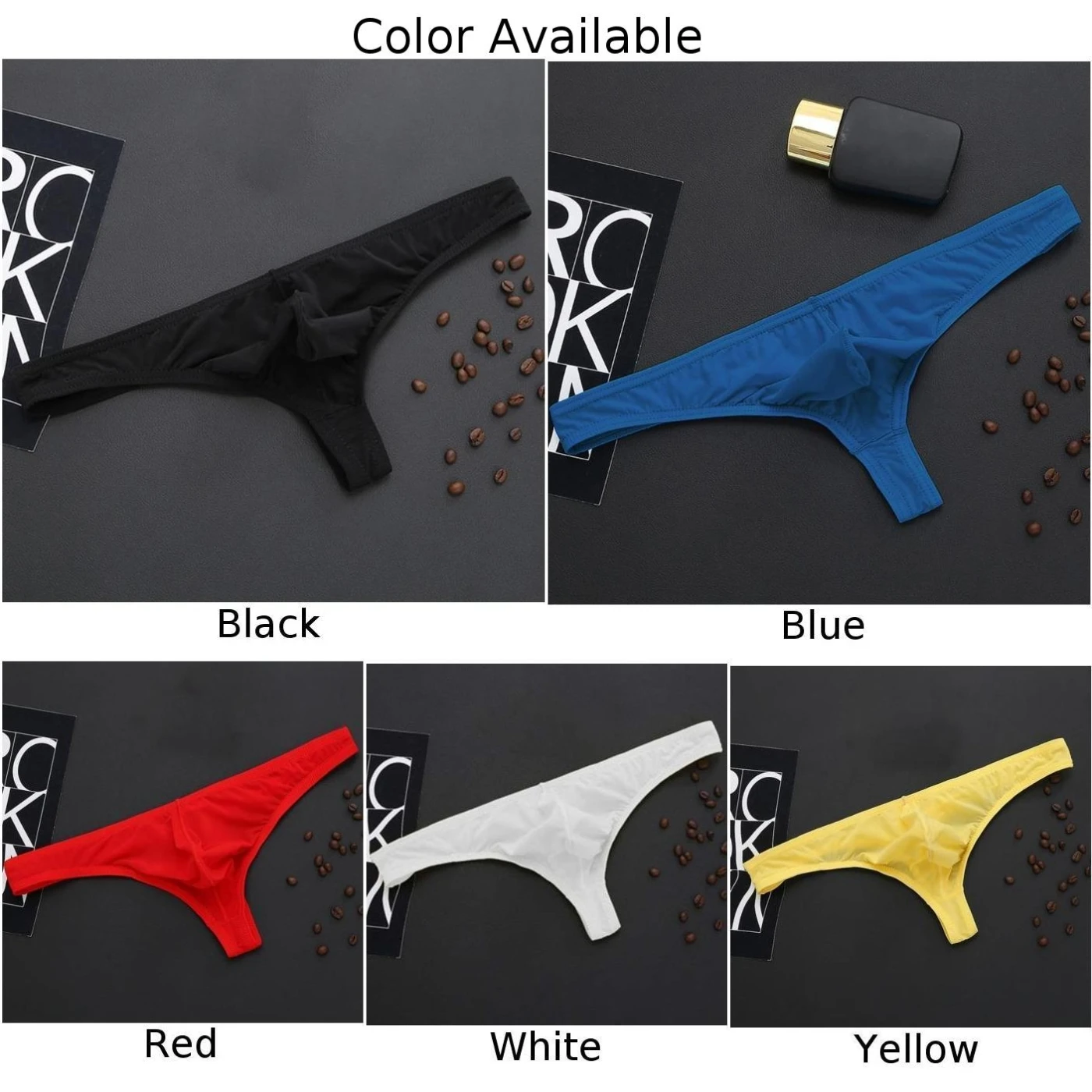 Men Ice Silk Translucent Thong Briefs Sexy Convex Pouch G-String Panties Breathable Soft T-back Underpants Low Waist Lingerie