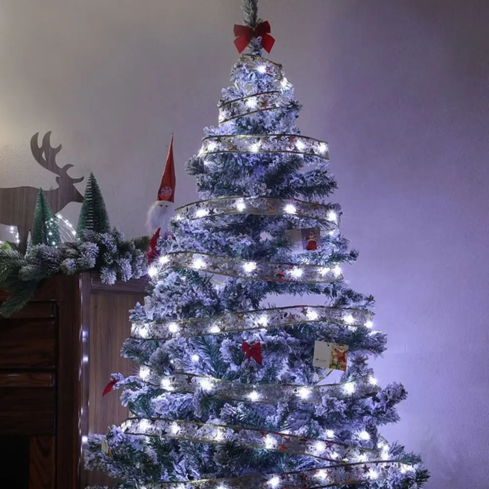 10 m 100 lichten kerstlintverlichting LED batterij-aangedreven kerstboomdecoratielicht knipperend polyester