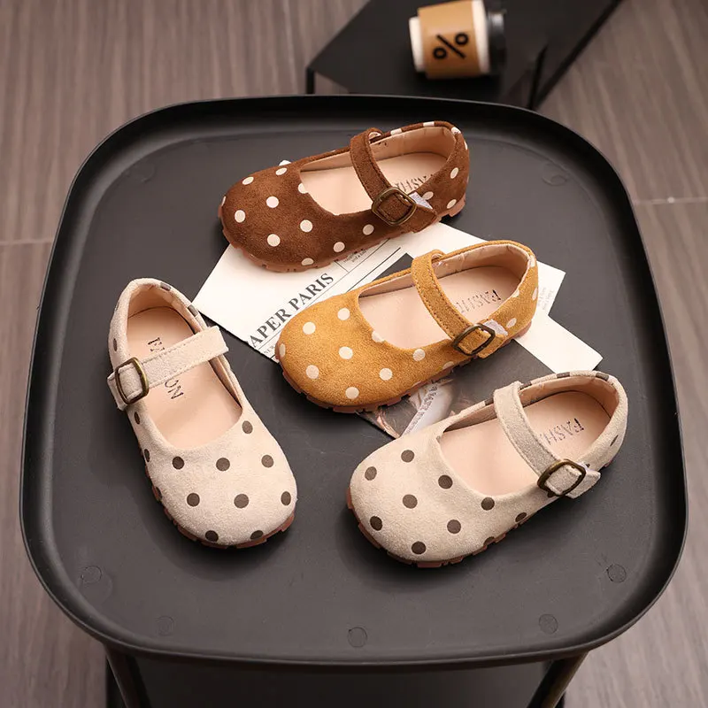 

Retro Girl Shoes New Girl Leather Shoe Polka Dot Princess Shoe Fashion Baby Shoe Soft Sole Kid Shoes Designer Shoes Zapatos Niña