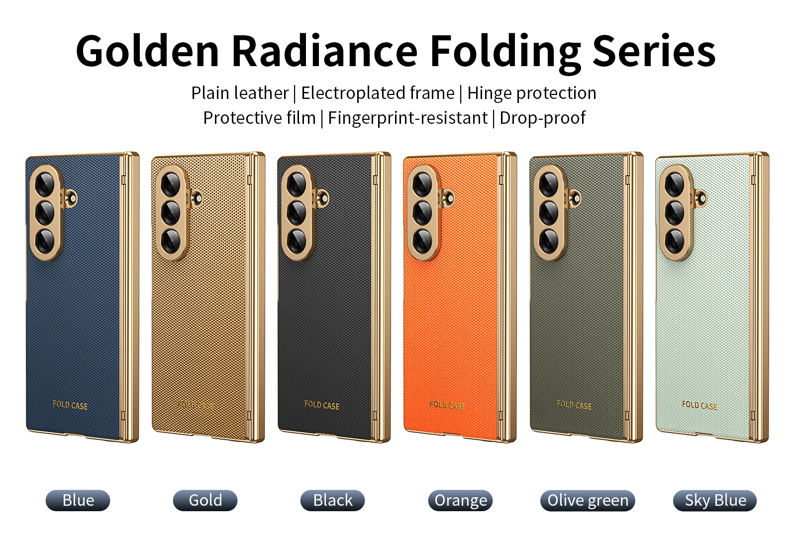 Matte Business-Frontfolie mit Kamera-Schutz und Lederhülle für Samsung Galaxy Z Fold 8 7 6 5 4 ZFold8 Scharnierabdeckung – Detail 1