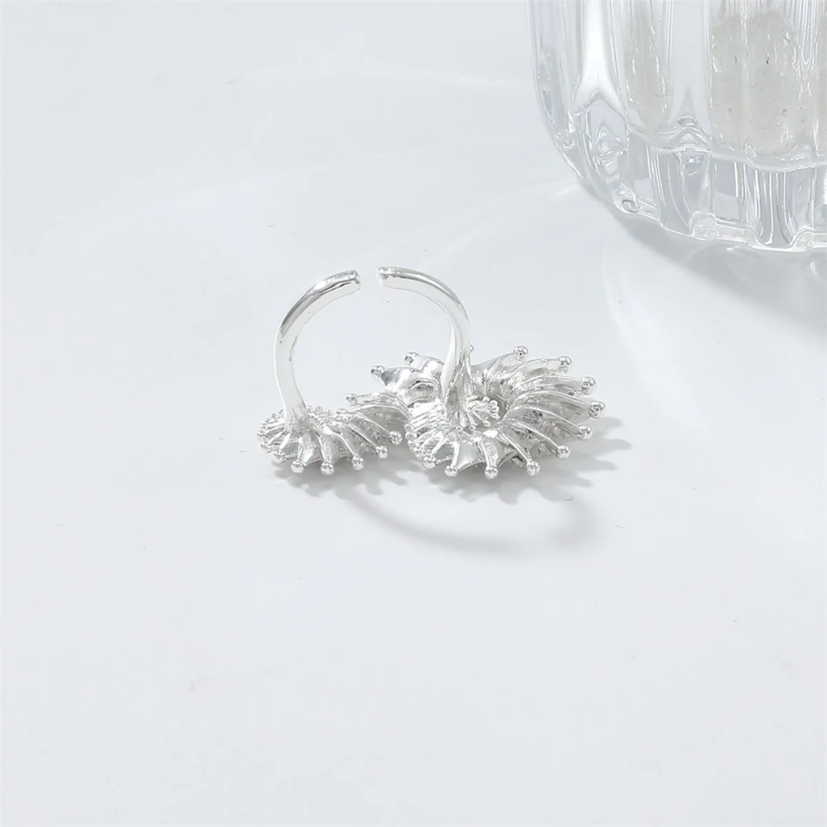 Kreative Vintage Muschel-Öffnungsringe für Damen und Herren, Bohemian Silberfarben, geometrischer Spiral-Fingerring, Sommer, Ozean, Strand, Schmuck – Detail 16