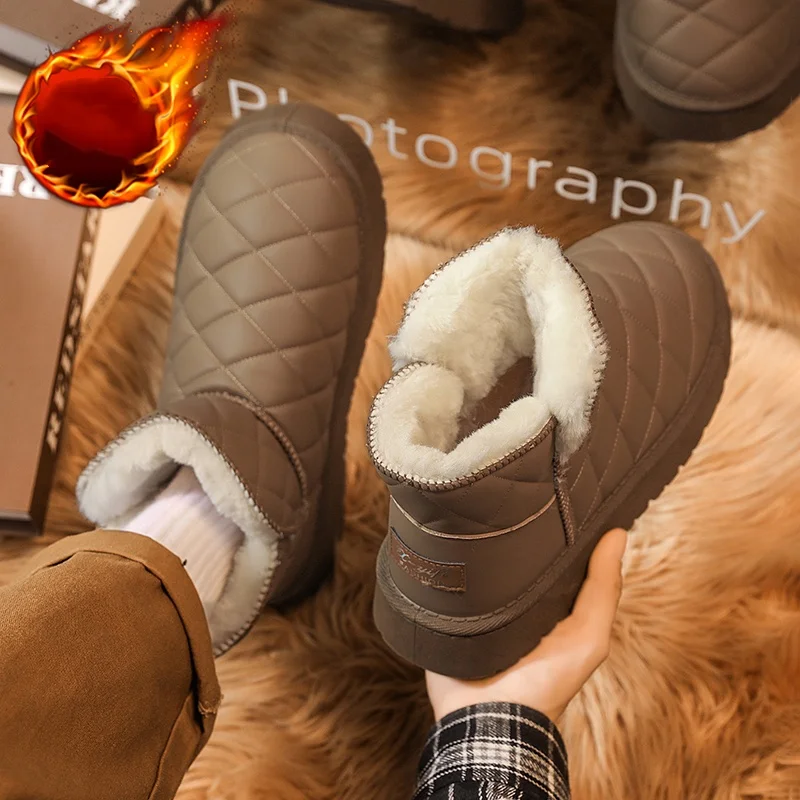 Autumn and Winter Snow Boots, Cotton Shoes, Fleece-Lined Warm Boots, Cotton-Padded Men's Shoes, Trendy Shoes