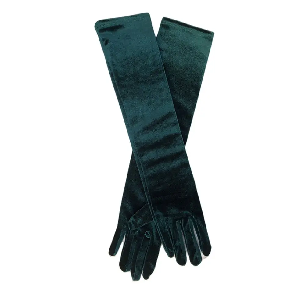 

Elegant Elastic Cosplay Banquet Party Autumn Women Gloves Wedding Velvet Long Gloves Etiquette Mittens