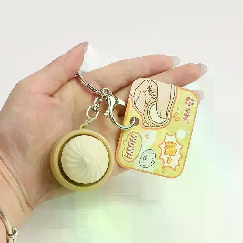 /Cna/Stress Relief Pass The Time Clicker Toys Pendant Cartoon Steamed Stuffed Bun Pinch Toy Decompressing Sensory Props 1Pcs